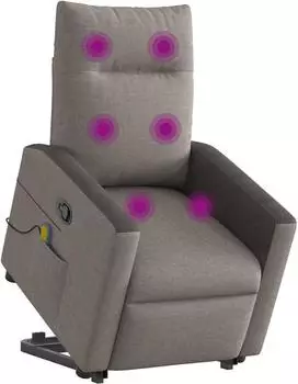vidaXL Massagesessel mit Aufstehhilfe, taupe, Stoff (3324064)