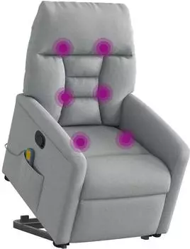 vidaXL Massagesessel mit Aufstehhilfe, hellgrau, Stoff (3303042)