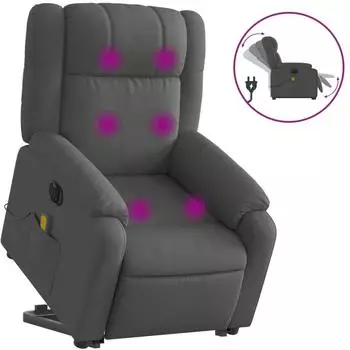 vidaXL Elektrischer Massagesessel mit Aufstehhilfe, dunkelgrau, Stoff (3205239)