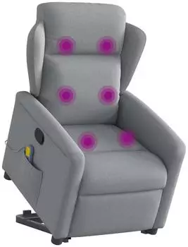 vidaXL Massagesessel mit Aufstehhilfe, hellgrau, Stoff (3303144)