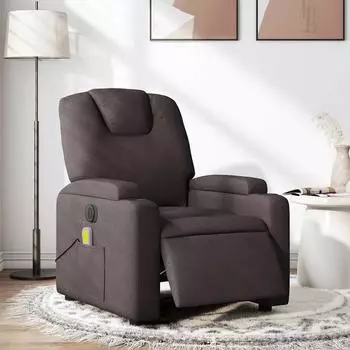 vidaXL Massagesessel Elektrisch Dunkelbraun Stoff (3204361)
