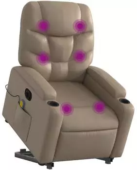 vidaXL Massagesessel mit Aufstehhilfe Elektrisch Cappuccino Kunstleder (3204685)