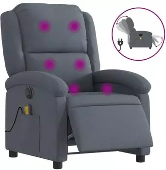 vidaXL Massagesessel Elektrisch Dunkelgrau Samt (3204290)