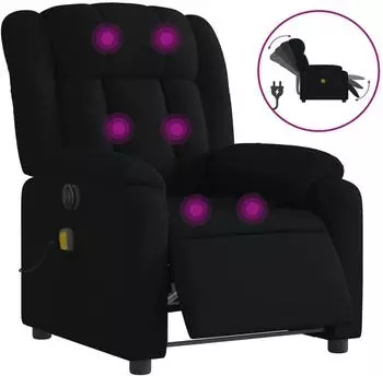 vidaXL Massagesessel Elektrisch Schwarz Stoff (3205306)