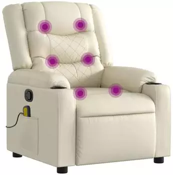 vidaXL Massagesessel Creme Kunstleder (374124)