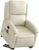 vidaXL Massagesessel mit Aufstehhilfe Creme Kunstleder