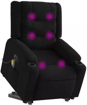 vidaXL Elektrischer Massagesessel mit Aufstehhilfe Schwarz Stoff (3206584)
