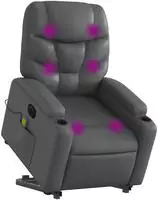 vidaXL Massagesessel mit Aufstehhilfe Elektrisch Grau Kunstleder