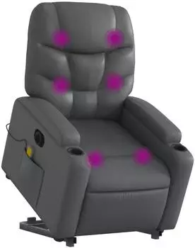 vidaXL Massagesessel mit Aufstehhilfe Elektrisch Grau Kunstleder (3204682)