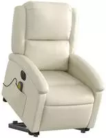 vidaXL Massagesessel mit Aufstehhilfe Elektrisch Creme Kunstleder