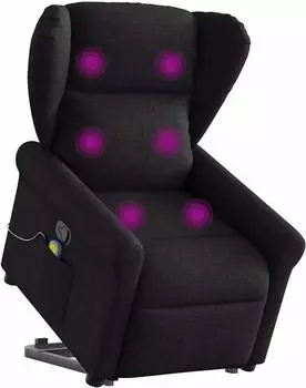 vidaXL Massagesessel mit Aufstehhilfe Schwarz Stoff (3303386)