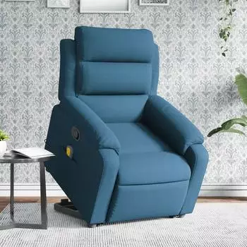 vidaXL Massagesessel mit Aufstehhilfe Blau Samt (3205113)