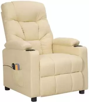 vidaXL Massagesessel Elektrisch Creme Stoff (3098836)