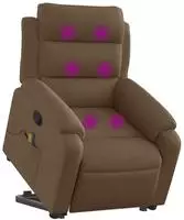 vidaXL Massagesessel mit Aufstehhilfe Braun Stoff