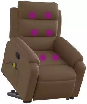 vidaXL Massagesessel mit Aufstehhilfe, braun, Stoff (3204996)