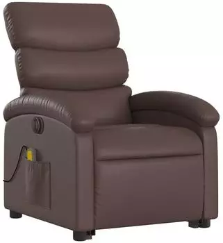 vidaXL Massagesessel mit Aufstehhilfe Elektrisch Braun Kunstleder (3204063)