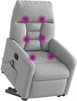 vidaXL Massagesessel mit Aufstehhilfe Elektrisch Wolkengrau Stoff