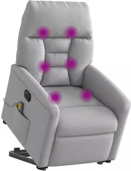 vidaXL Massagesessel mit Aufstehhilfe Elektrisch Wolkengrau Stoff (3303071)