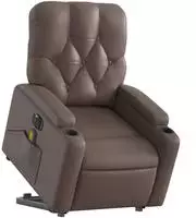 vidaXL Massagesessel mit Aufstehhilfe Elektrisch Braun Kunstleder
