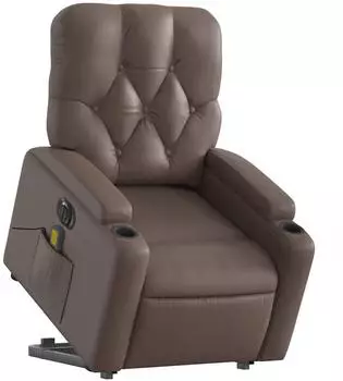 vidaXL Massagesessel mit Aufstehhilfe Elektrisch Braun Kunstleder (3204795)