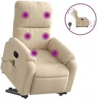 vidaXL Massagesessel Aufstehhilfe Elektrisch Creme Mikrofasergewebe