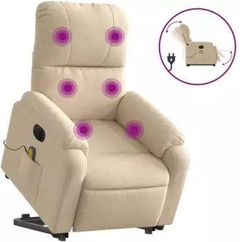 vidaXL Massagesessel Aufstehhilfe Elektrisch Creme Mikrofasergewebe (3204954)