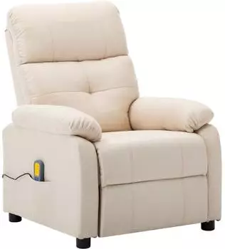 vidaXL Elektrischer Massagesessel, Stoff, creme (3074099)