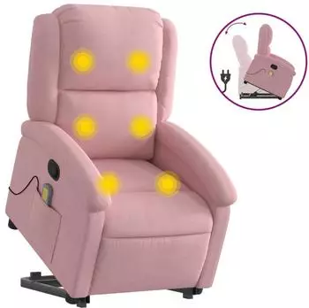 vidaXL Massagesessel mit Aufstehhilfe, rosa, Samt