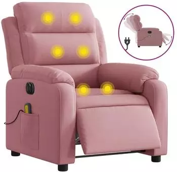 vidaXL Massagesessel Elektrisch Rosa Samt (3205085)