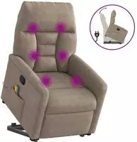 vidaXL Massagesessel mit Aufstehhilfe Taupe Mikrofasergewebe