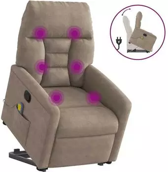 vidaXL Massagesessel mit Aufstehhilfe Taupe Mikrofasergewebe (3303094)