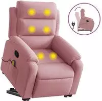 vidaXL Massagesessel mit Aufstehhilfe Rosa Samt