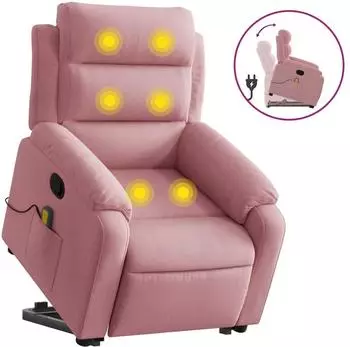 vidaXL Massagesessel mit Aufstehhilfe Rosa Samt (3205107)