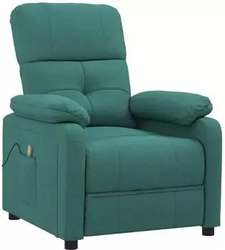 vidaXL Massagesessel Shiatsu dunkelgrün Stoff