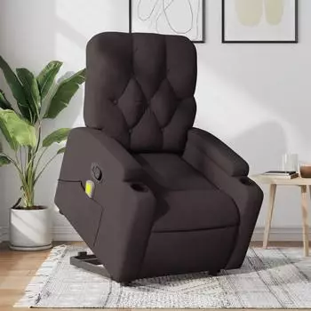 vidaXL Massagesessel mit Aufstehhilfe Dunkelbraun Stoff (3204727)
