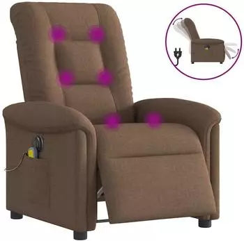 vidaXL Massagesessel elektrisch, Stoff, braun (3303248)