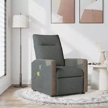 vidaXL Massagesessel verstellbar, Stoff, dunkelgrau (4104845)