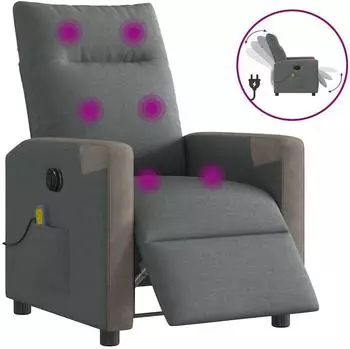 vidaXL Massagesessel elektrisch, dunkelgrau, Stoff (3324086)