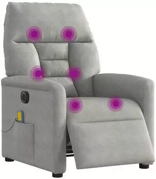 vidaXL Massagesessel Elektrisch Hellgrau Mikrofasergewebe (3303081)