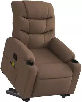 vidaXL Massagesessel mit Aufstehhilfe Braun Stoff (3206658)