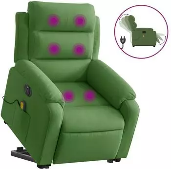 vidaXL Massagesessel mit Aufstehhilfe Elektrisch Hellgr&uuml;n Samt (3205128)