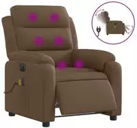 vidaXL Massagesessel Elektrisch Braun Stoff