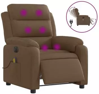 vidaXL Massagesessel Elektrisch Braun Stoff (3204972)