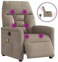 vidaXL Massagesessel Elektrisch Taupe Mikrofasergewebe