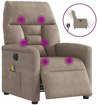 vidaXL Massagesessel elektrisch, Mikrofaser, taupe (3303080)