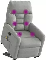vidaXL Massagesessel mit Aufstehhilfe Hellgrau Mikrofasergewebe