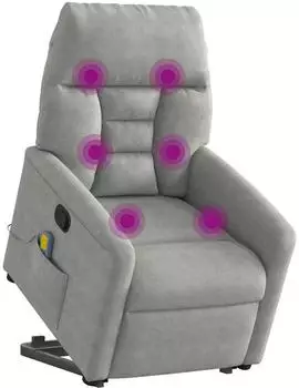 vidaXL Massagesessel mit Aufstehhilfe Hellgrau Mikrofasergewebe (3303095)