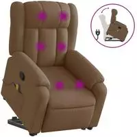vidaXL Massagesessel mit Aufstehhilfe Braun Stoff