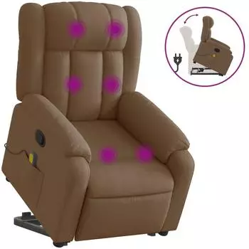 vidaXL Massagesessel mit Aufstehhilfe Braun Stoff (3205332)