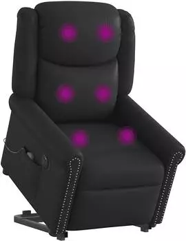 vidaXL Massagesessel mit Aufstehhilfe, elektrisch, glänzend schwarz (3303424)